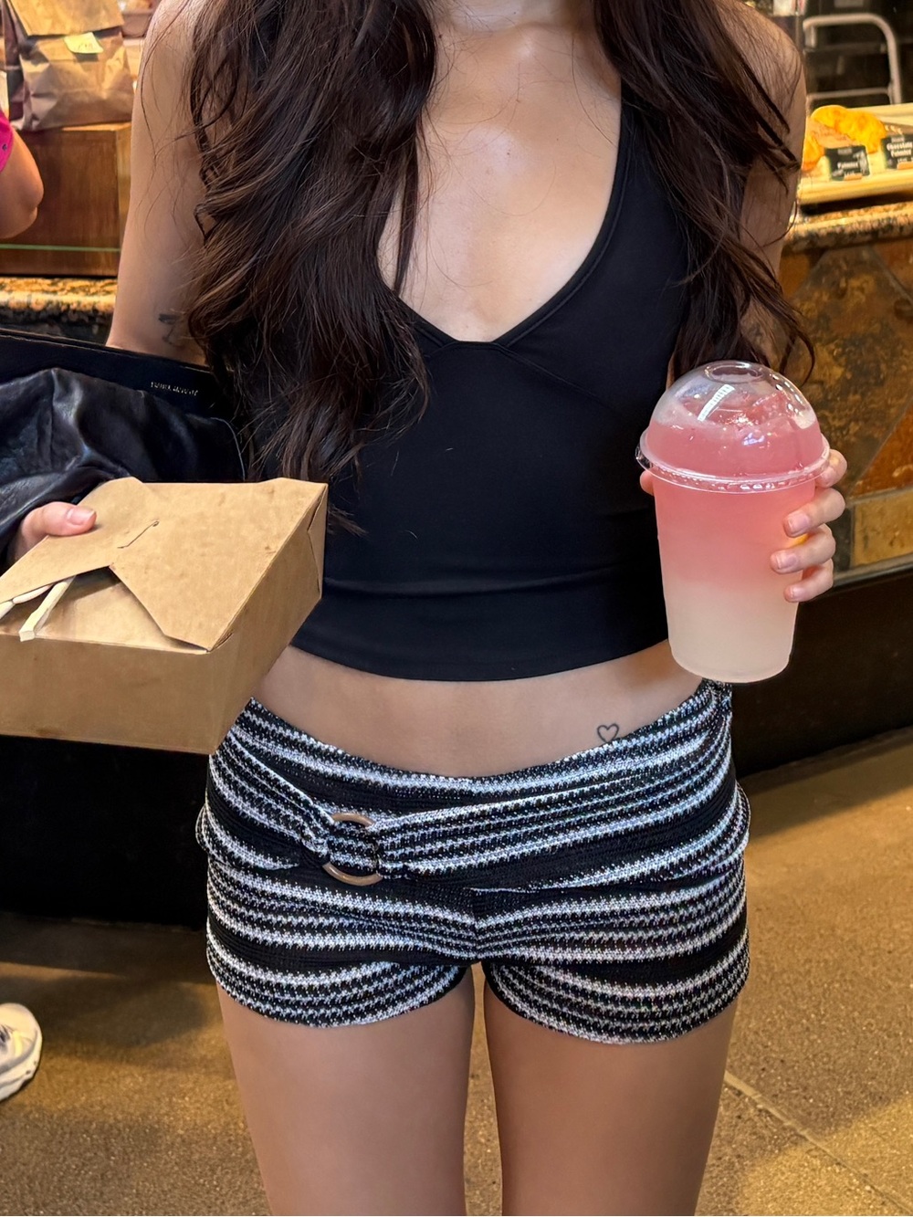 Stripped knit mini shorts